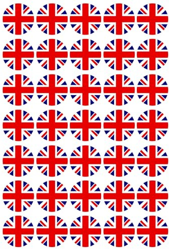 Union Jack Flag - Edible Cupcake Toppers - Wafer or Icing - United Kingdom British Birthday Party Themed Celebration Cake Decorations for Cupcakes, Cookies, Brownies, Muffins & More!