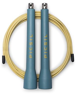 PICSIL ABS Hopprep – Justerbart Speed Rope i Stål med Ergonomiska Grepp, 360° Vridning och Hög Hastighet – Perfekt för Cross Training, Fitness och Double Unders (Aqua)