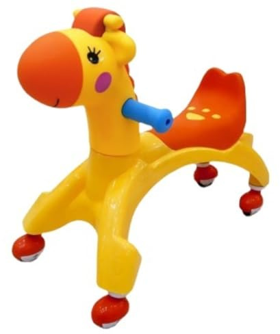 WLH Alexanders Carrelli Twist Car for bambini piccoli, giocattoli da guidare, carrello a spinta con schienale rialzato, for bambini Macchinine(Geel)