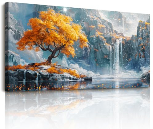 hyidecorart Arbol de la Vida y Montañas Cuadros Decoracion Salon 59x119 cm | Diseño Elegante, Impresión HD, Fácil de Colgar, Gran Formato, Decoración Mural, Arte del Hogar, Regalo, Instalación Rápida