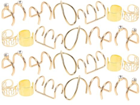 FRCOLOR Accesorios para Trenzas para Mujer Pendientes sin Perforación Forma de U Cruzada Pinzas Metálicas Doradas Cabello Trenzado Set de 24 Unidades para Adornos y Joyería DIY