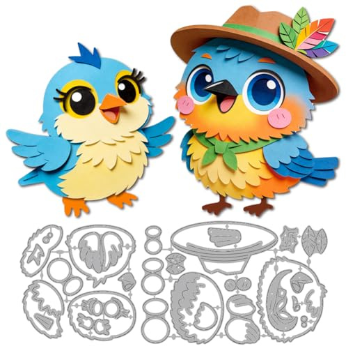 MAYJOYDIY Niedliche Vögel Metallprägeformen Tierische Prägeformen Vogelei Nest Prägeschablonen Kohlenstoffstahl Schablonen für Kartenbasteln DIY Scrapbooking Album Handbuch Geschenkdekoration