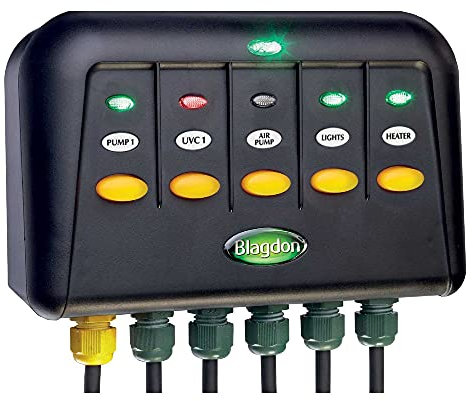 Blagdon 1040235 Powersafe Garden & Pond Safe Weatherproof Electrical Switch Box, 5 Outlet, Black