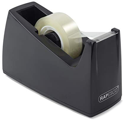 Rapesco RPTD30BK Dispensador de Cinta Adhesiva 300 con Diámetro del Mandril de 25 mm, Cinta No Incluida, Negro