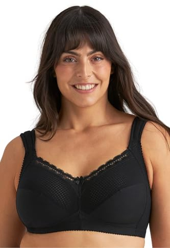 Miss Mary of Sweden Diamond Womens Full Cup Supportive Non-Wired Bra 40DD Black