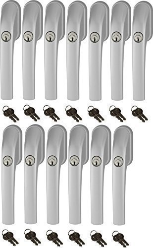 Abus FG300 abschließbarer Fenstergriff, Silber, im Set 13 Stück alle gleichschließend mit insgesamt 26 Schlüssel