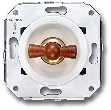 Fontini Venezia Lot de 2 interrupteurs 10 A 250 V en bois Blanc