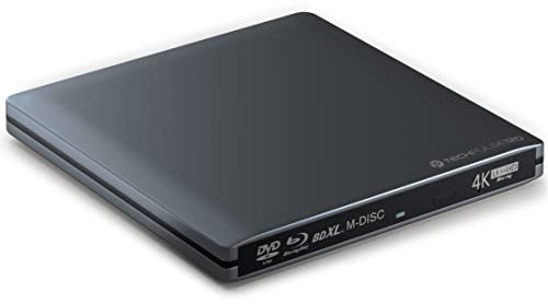 techPulse120 esterno Masterizzatore Blu-ray USB 3.0 4K UHD 3D M-Disc BDXL HDR10 per lettori Blu-ray Burner Superdrive Ultra-Slim BD DVD CD per Windows MacOS in alluminio grigio