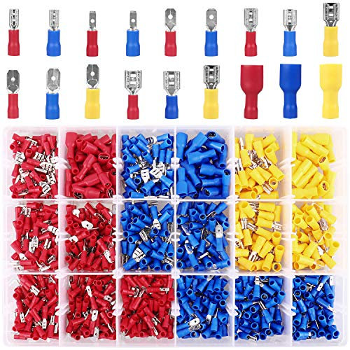 Pluworks Kabelschuhe, 900 tlg. Flachstecker und Flachsteckhülsen Quetschverbinder Sortiment