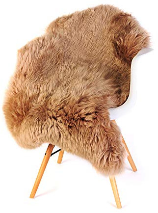 ESTRO Schaffell Lammfell Naturfell Flauschig Teppich Fell Schlafzimmer Dekoration ESZ (Cappuccino Kurz, 100 cm)