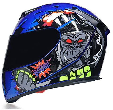 Integralhelm MTB mit Doppelscheibe Stilvoller Rennhelm mit schneller Entriegelung Casco Moto Motorradhelme Herren/Damen Integralhelm