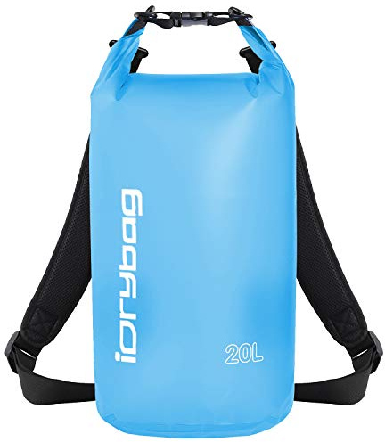 IDRYBAG Bolsa Seca Transparente Impermeable 2L/5L/10L/15L/20L, Bolsa Pequeña Impermeable para Kayak, Saco Seco Impermeable para Camping y Viajes