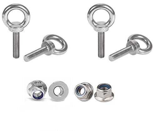 Treer 4-Sets Cáncamo con contratuerca de brida,Perno de argolla,tornillo de rosca exterior (Acero inoxidable 304,M8 x 60mm)