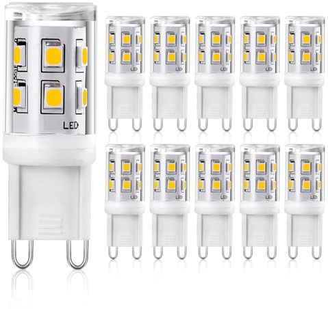YUIIP G9 LED Lampen, 2W Neutralweiß 4000K, Ersatz für 20W-25W Halogenlampen, Nicht Dimmbar, 360° Abstrahlwinkel, G9-Stiftsockel, AC220-240V, CRI>83, Energiesparende LED Birnen, 10er Pack