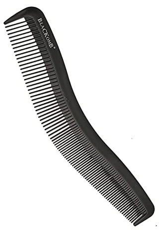 Blackomb Carbon Kamm 17x3 cm - Wellenkamm, Textur Kamm & Lockenkamm - Hitzebeständig 230°C, Antistatisch - Frisierkamm & Haarkamm für lange Haare, Damen & Herren