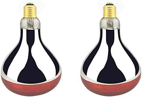 BONGBADA Heat Lamp Bulb R40 250 Watt 2 Pack Painted Red Infrared Glass Lamp Bulb for Food Service, Brooder Bulb, Chicks, Pet, Bathroom.
