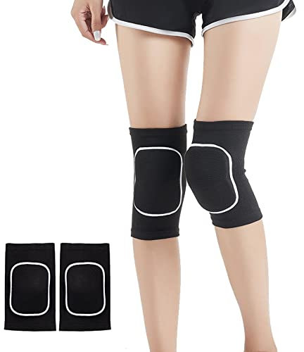 SUJAYU Ginocchiere da donna, ginocchiere da danza, ginocchiere da combattimento, ginocchiere da basket, pallavolo, ginocchiere da donna, ginocchiere protettive morbide per il lavoro (nero + bianco, L)
