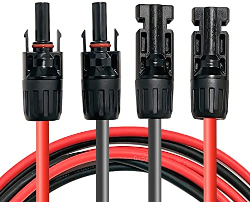 Profi-Verbindungskabel Verlängerungskabel (6mm²/4mm²),Solarkabel inkl. montierter beidseitig Solarstecker, rote und schwarze Linien (6mm²/1m)
