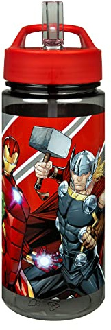 Scooli Trinkflasche Avengers - Trinkflasche für Kinder mit Motiv - Wasserflasche aus Kunststoff BPA frei - ca. 500ml Fassungsvermögen - integrierter Strohhalm - ideal für Kindergarten und Schule