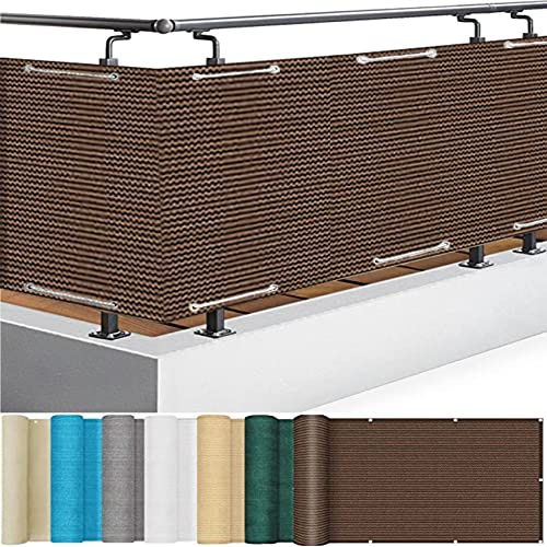 Balkonverkleidung 75 x 400 cm Wind- und UV-Schutz, Privatsphäre Sichtschutzmatte mit Ösen und Kordel für Balkon Terrasse Garten, Taupe