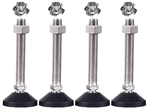 RHUAFET 4 Stück Stellfuß M8 x 100MM Einstellschraube, Möbelfuß Sockelfuß Kann 400KG Tragen Verstellbare Füße Stellschraube Stellteller Stellfuß Maximal 15 ° Neigung (4 Stück - M8 x 100 MM)
