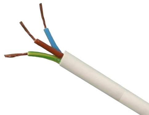 JAFSAL ONLINE White 3 Core Flexible PVC, Mains Wire Cable, Electric Wiring, 3183Y Cable, Flexible Wiring, (1m)