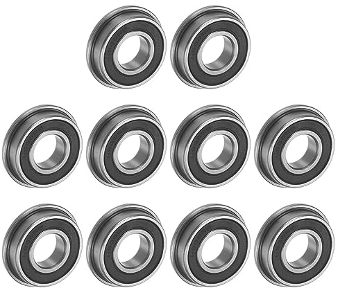 QUARKZMAN 10 Stück F6900-2RS Flanschkugellager 10x22x6mm Rillenkugellager Doppelsiegel Chrom Stahl Flansch Lager für DIY, Werkzeugmaschinen, 3D Drucker