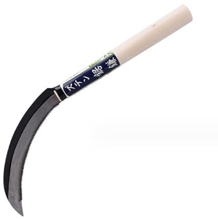 FINPAN 6,3 Sägezahngras Japanischer Unkraut Sichel Edelstahl Halbmondförmige Erntesichel Sichel 160mm No.2211 (Klinge aus Manganstahl)