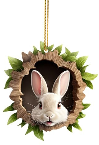 Ostern Holz Ornamente Unvollendete Ostern Tags Eier Hase Küken Ausschnitte Scheiben mit Schnüren für DIY Ostern Basteln Osterdekorationen (A, One Size)