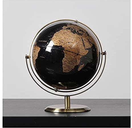 Geographischer Globus Desktop-Weltkugel Pädagogische geografische Weltkugel mit schwarzen Ozeanen und Metallständer Gold-Erdkugel für Kinder und Erwachsene Weltkugel-Geschenk (Farbe: A 24 cm/9,4 Zol