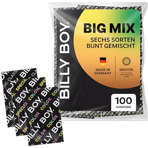 BILLY BOY Kondome Big Mix 100er | 56 mm | Kondommix in breiter Passform | verschiedene Sorten bunt gemischt | 1x100 Stück