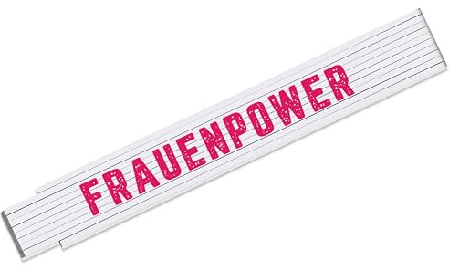 Zollstock mit Spruch „Frauenpower“ – Meterstab 2m mit 90° Rastung - Geschenk Muttertag Geburtstag Geschenk-Idee Handwerker Frauen Hobby