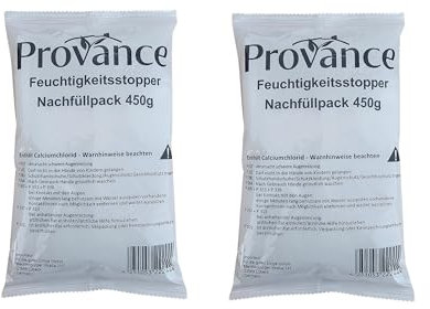 Confezione da 2 deumidificatori granulati come confezione di ricarica, deumidificatore granulato, 450 g come deumidificatore per ambienti, antimuffa e odori 9,10-2,75 €/kg (2 pezzi)