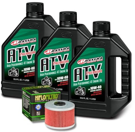 Maxima Ölwechselset 3 Liter Motoröl ATV 10W-40 + Ölfilter HF112 für KFX 450 R