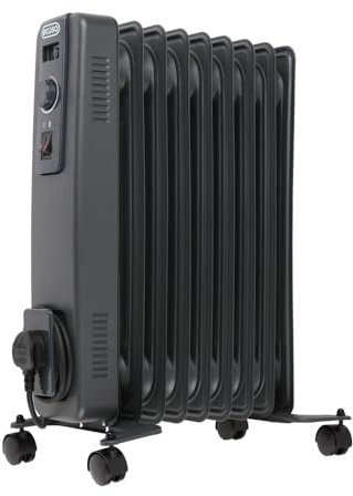 ECOSO Lio 2000W Anthracite UK Plug Oil Filled Electric Radiator - 540mm x 240mm