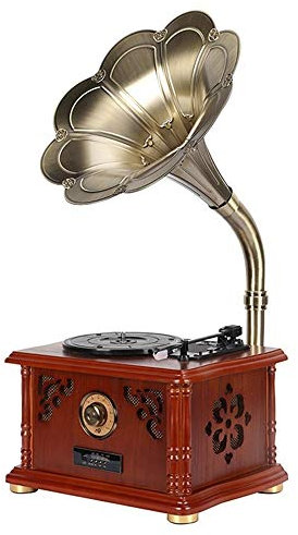 asdchZen Lecteur De Vinyle Vintage, Platine Vinyle en Bois Nostalgique, Lecteur De Disques Vinyle sans Fil, Support De 3 Types De Lecteurs De Disques Vinyle sans Fil avec Gramophone BL
