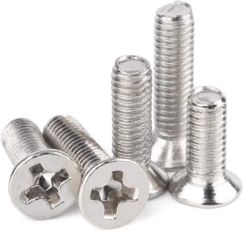 WUSHADEHANS Selbstschneidende Schrauben, M1/M1.2/M1.4/M1.6/M1.7 Stahlbeschichtete Flachkopf-Maschinenschraube mit Kreuzschlitz, metrisches Gewinde, kleine Senkkopfschraube, 1000 Stück(5mm M1)
