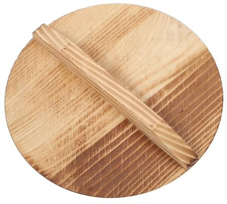 Homoyoyo Couvercle de Wok en Bois Naturel Rond Protection Anti-débordement et Design Pratique, Adapté pour Petite Casserole et Bol, Usage Domestique ou Activités en Extérieur