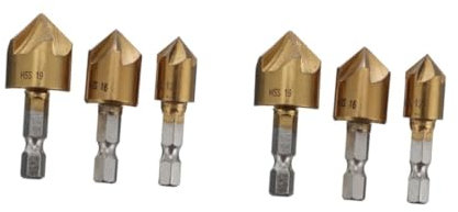 NUOBESTY 2 Sätze Fasenmesser Werkzeugfräser 3 Schneidiger Fasenfräser Fasenfräser Fasenfräser 5 Schneidiger Fasenfräser Holzbearbeitungs Kernbohrer Sechskant Lochsägen 3 Stück * 2