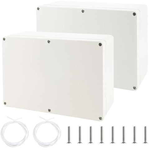 YAYODS 2 stycken utomhus kopplingsdosa vit – 265 x 185 x 95 mm hölje elektronik – ytmonterad kopplingsbox för utomhusbruk vattentät – ABS-plastfördelningsbox ytmonterad
