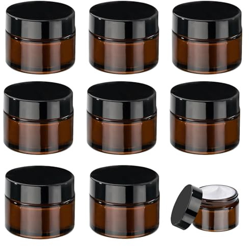 8 Stück 50ml Braun Creme Behälter, Salbentiegel, Cremedosen Zum Befüllen Mit Deckel und Innendeckel, Geeignete Reiseverpackungen für Wie Lotion Gesichtscreme Augencreme etc