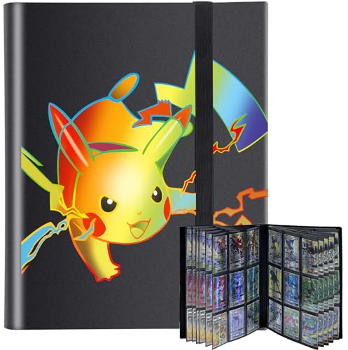 Álbum de tarjetas coleccionables compatible con 360 tarjetas, 9 carpetas, carpeta, álbum de recortes, tarjetas de juguete grande, regalo de cumpleaños infantil y Navidad (360 negro)