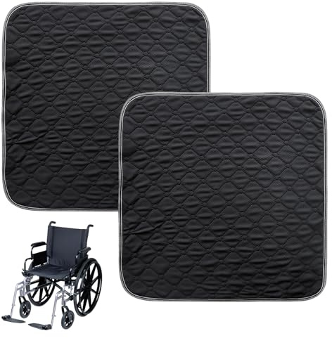 2 Stück Waschbare Inkontinenz Stuhlauflage: 50x50cm wasserdichte Inkontinenz Sitzauflage, Rutschfester Inkontinenzunterlage für Sessel, Liegestühle, Autositze, Sofa - Schwarz