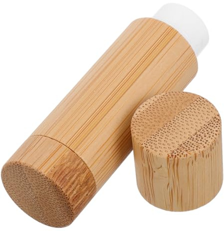 SAFIGLE Tubetti di Lucidalabbra Vuoti in Bambù Naturale da 5g, Ricaricabili e Versatili per Rossetti e Cosmetici con Design Unico e Stile Elegante per Uso Quotidiano
