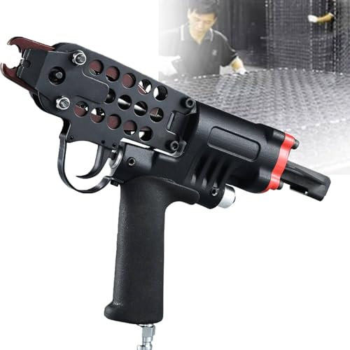ZMJGLL Agrafeuse pneumatique, Pistolet à Clous pneumatique de Type C Cloueuse à Anneau C Outil de clouage à air SC7E / SC7C / SC760 pour clôture en Cage métallique pour Le Travail du Bois (Sc7e)