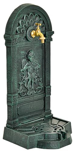LUNAIZHUO Stehende Wassersäule aus Gusseisen für den Innenhof im Freien, Dekorativer Retro Brunnen mit Wasserhahn für die Bewässerung von Garten, Bauernhof und Hinterhof(Green)