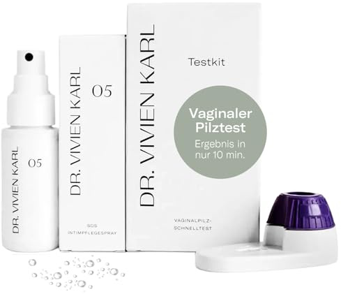 DR. VIVIEN KARL Set Vaginalpilz-Schnelltest + SOS Intimpflegespray mit Panthenol 05 50ml | Vaginalpilztest & beruhigendes Pflegespray | Scheidenpilz Test & Intimpflege Damen | Vegan & Made in Germany