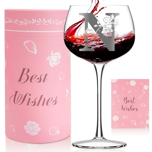 Weinglas Geschenke für Freundin Frauen Weingläser Geburtstagsgeschenk für Frauen Personalisierte Geschenke für Beste Freundin, Weinglas mit Gravur Rotweingläser Weißweingläser Wine Glasses(N)