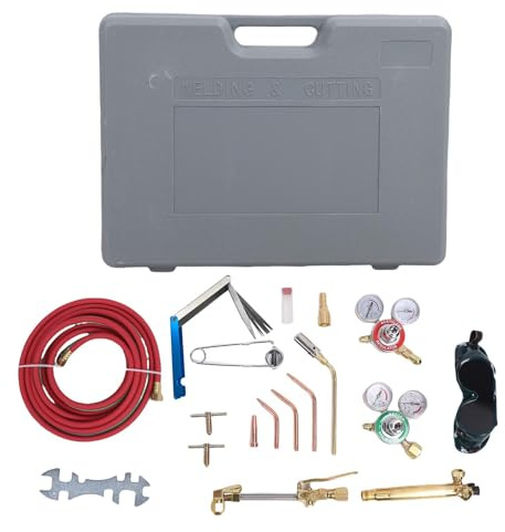 NOENNULL Oxygen Acetylene Torch Kit, Cutting Torch and Welding Kit, Portable Oxy Acetylene Torch Welder for Metal Heating Brazing Oxygen and Acetylene Regulator for Cutting Processes