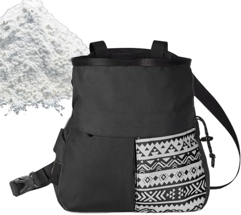 Kreidebeutel zum Klettern – Kreidehalter für Fitnessstudio, breite Öffnung mit robustem Gurt, sicheres Aufbewahrungsdesign, leichte Konstruktion, ideal zum Bouldern, Heben, Training, 16,2 x 7,8 cm